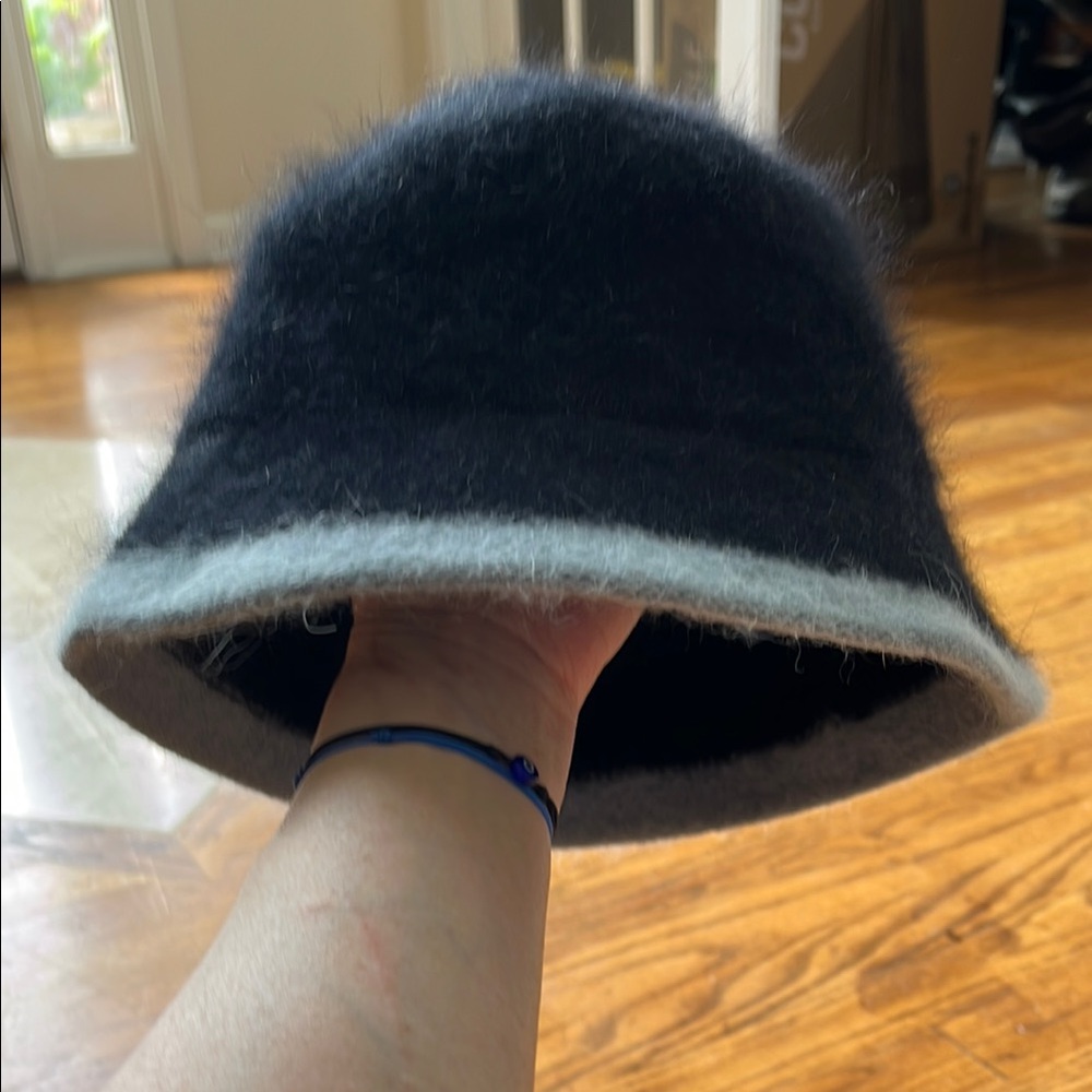 Wool Blend Black and Blue Bucket Hat